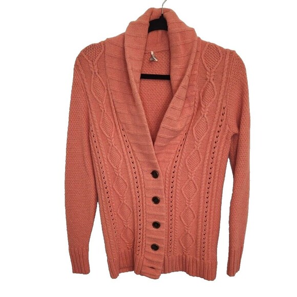 Fossil Womens Cableknit Cardigan Wool Cashmere Blend Shawl Collar Extra Small - Picture 1 of 10